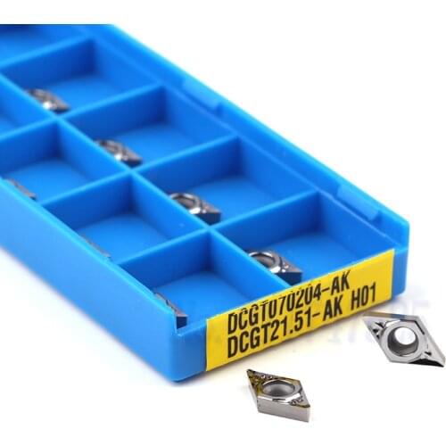 10pcs DCGT070208-AK H01 DCGT070204-AK H01 DCGT070202-AK H01 Outer Circle Carbide Inserts Aluminum Turning Tools CNC Lathe Tools