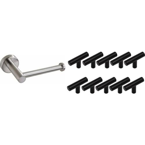 10PCS Single Hole Cabinet Furniture Handles 50Mm With Toilet Tissue Paper Roll Holder Wall Mount For Bathroom Kitchen