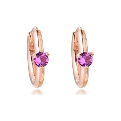 100% Real 925 Sterling Silver Pink Solitaire Huggie Hoop Earrings for Women Ear rings Fashion Jewelry Pendientes 2020 New