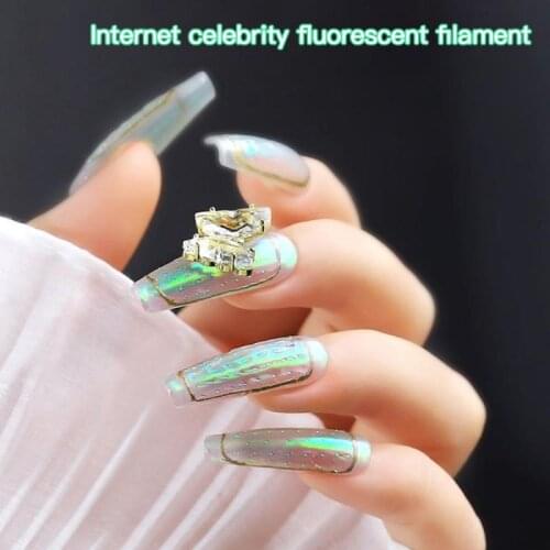 100pcs Nail Decoration Fluorescent Colored Silk Thread Creative Nail Decoration Professional Manicure DIY Nail Styling