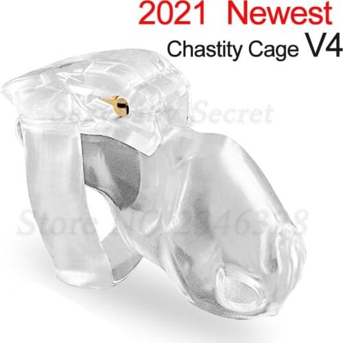 2020 New Design HT V4 Resin Male Chastity Device With 4 Penis Rings,Cock Cage,Chastity Lock,Penis Sleeve,Sex Toys For Men