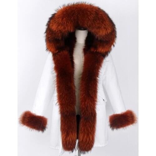2021 New Fashion Women Real Fox Fur Coat Winter Jacket Long Plus Size Thick Warm Lady White Outerwear Streetwear