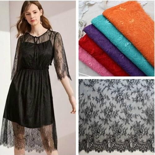 3Meters/Lot Multicolor Soft Thin Eyelash Lace Fabric Wide 150CM DIY Handmade Wedding Dress Clothes Curtain Lace Accessories