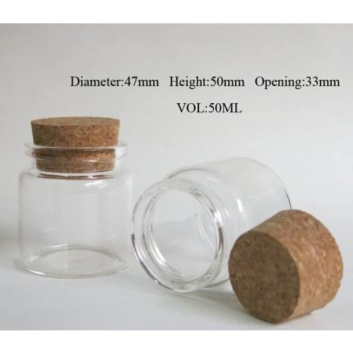 360 x 50ml Empty Clear Glass Bottles Vials with Cork 50cc Cork Stoppered Jar Wishing Bottle Used for Storage Craft Container