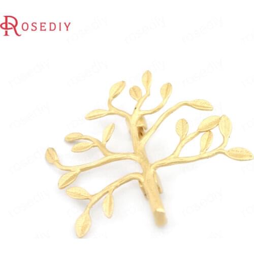 4PCS 36*32MM Matte Silver Matte Gold Brass Tree Shape Brooch or Necklace Pendants Diy Jewelry Findings Accessories