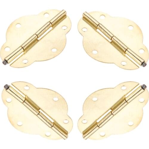 4pcs 46*35mm Gold Furniture Hinges Cabinet Drawer Door Butt Hinge Jewelry Wooden Box Vintage Decorative Hinges