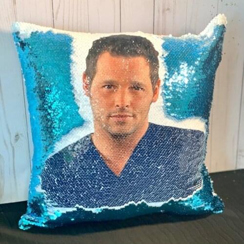 Alex Karev / Justin Chambers-Mermaid Pillow-Sequin Flip Pritned sublimation magic Cushion Case Pillow Cover Party marry Case