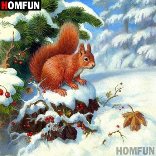 HOMFUN 5D DIY Diamond Painting Full Square/Round Drill "Animal squirrel" 3D Embroidery Cross Stitch gift Home A08516