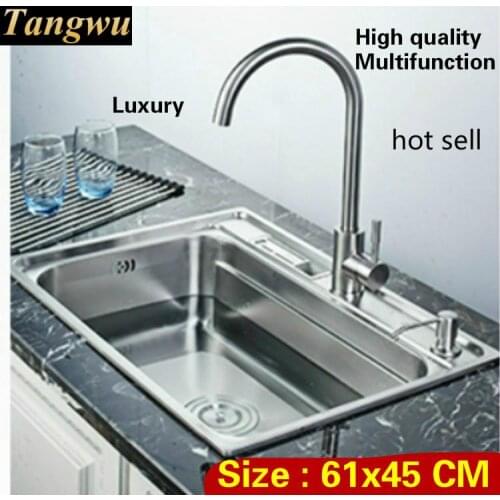 Free shipping Standard food grade 304 stainless steel individuality fashion kitchen single trough sink slot hot sell 61x45 CM