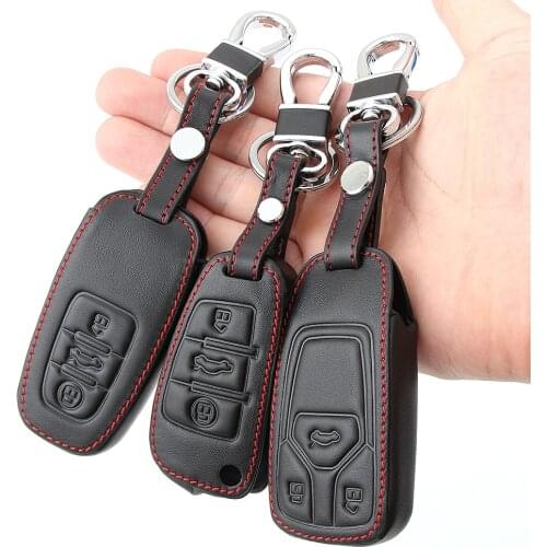 Leather Car Key Cover Keys Case For Audi A1 A2 A3 A4 A5 A6 A7 TT Q3 Q5 Q7 R8 S6 S7 S8 SQ5 RS5 key bag protected Auto Accessories