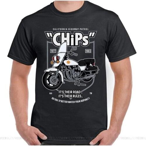 Retro Chips TV Programme T-Shirt 70' 80s Classic Cult Police Show Motorcycle Plus Size T Shirt