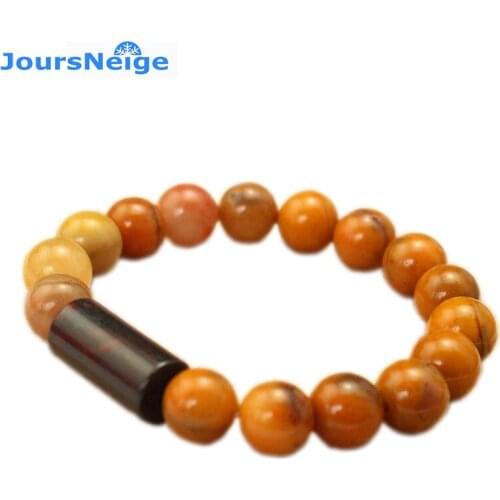 JoursNeige Natural Yellow Stone Bracelet Fine Carving Beads 10mm for Women Men Single lap Jewelry Accessories