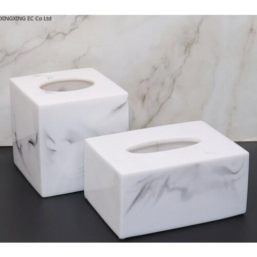Nordic Tissue Box Rectangular Resin Living Room Simple Coffee Table Marble Pattern Storage Box Bathroom Decoration Accessories