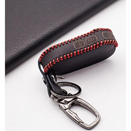 For Kia Cerato Sportage Ceed Sorento K900 Stinger 2017 2018 2019 Fold 3 Buttons 100% Leather Car Key Fob Skin Cover Case Holder