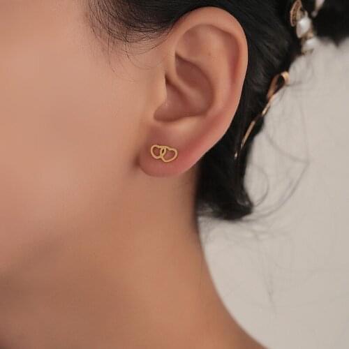 Sweet Double Heart Earrings Forever Love Earrings Hollow Heart Love Studs Stylish Girlfriends Jewelry Gift