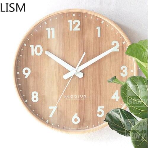 Round Wall Clock Quartz Silent Light Luxury Wood Wall Clock Living Room Fashion Personality Modern Minimalist Creative Clock