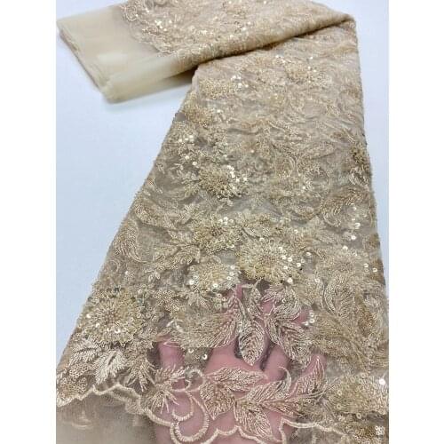 Sequin bead embroidery lace fabric for fashion printing wedding dress mesh embroidery clothing fabric