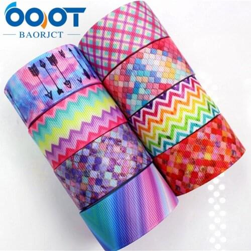OOOT BAORJCT 175195 25mm 10yard Geometric Ribbons Thermal transfer Printed grosgrain Wedding Accessories DIY handmade material