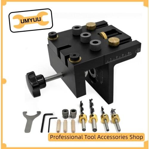 Multifunction Woodworking Doweling Jig Kit Adjustable Drilling Guide Puncher Locator For Furniture Connecting Carpentry Tools