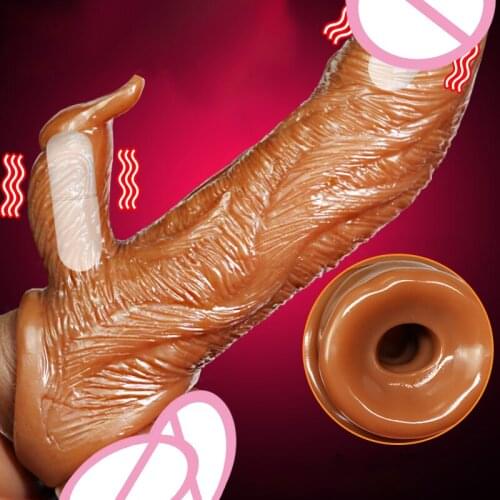 Male Big Penis Enlargement Sleeve Extender Reusable Double G-spot Vibration Condoms Delayed Ejaculation for Men Adult Sex Toys