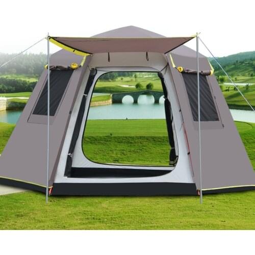 New Arrival Double Layer 5-8 Person Aluminum Poles Automatic Ultralarge Double Layer Waterproof Camping Tent Large Gazebo