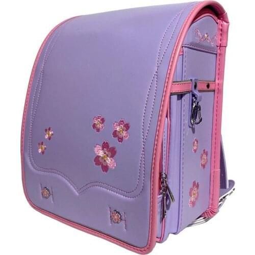 Kids bag 2020 School bag for girls kid Orthopedic backpack Children PU Japanese backpack Embroidered flower luxury schoolbag