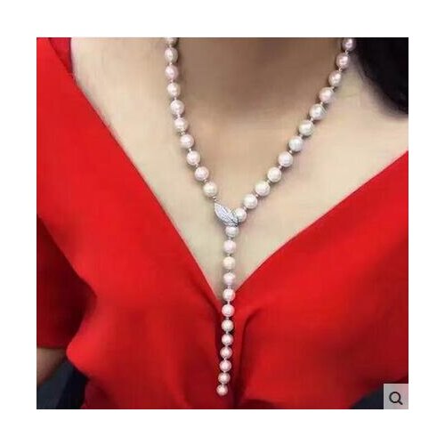 Freshwater pearls 10-11 large near round double multi-layer sweater chain long necklace
