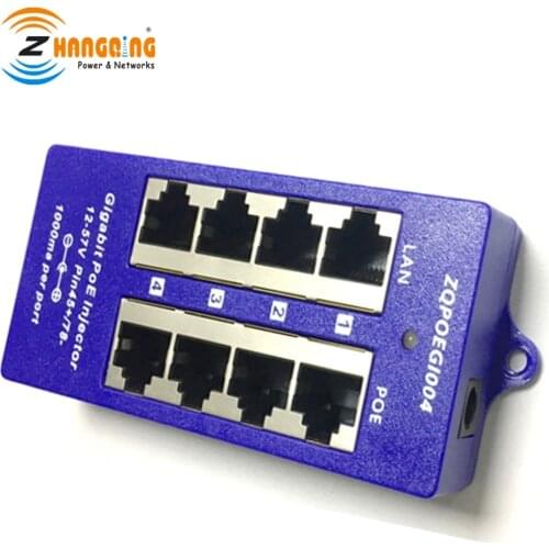 Gigabit PoE Injector 4 Port 1000Mbps PoE Patch Panel 802.3af For Surveillance IP Camera WiFi Access Point(AP), ModeB