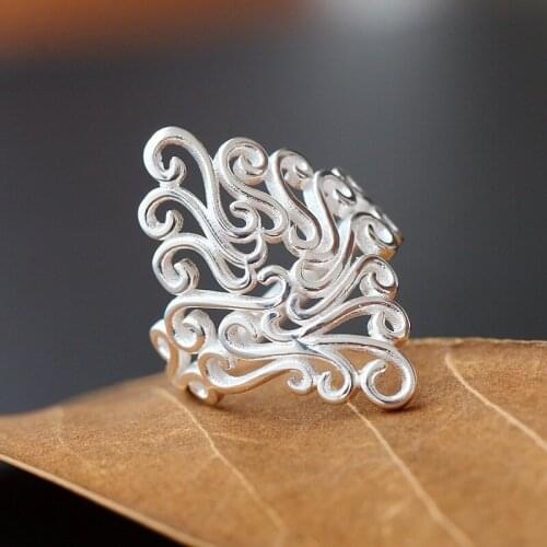 Hot new style flower ring female rework pattern ring Europe and America exaggerated popular jewelry wholesale