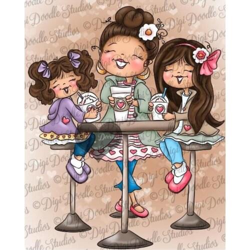 Three girls Transparent Silicone Clear Rubber Stamp Sheet Cling Scrapbooking DIY Cute Pattern Photo Album PaperCard Decor Stamp