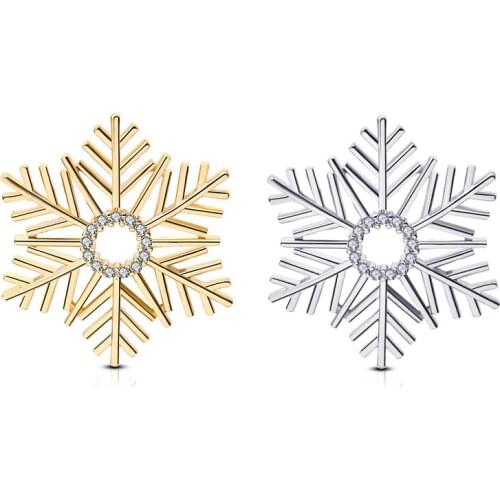 Funmor Luxury CZ Cubic Zirconia Snowflake Brooch Winter Holiday Christmas Statement Snowflake Brooch Pin for Women