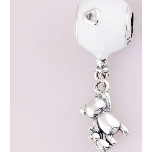 S925 Silver Pendant DIY Jewelry Bear Balloon Dangle Charm fit Lady Bracelet Bangle Lady Gift