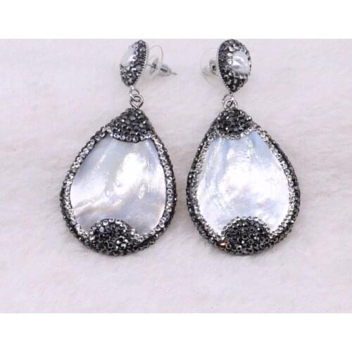 Mix color shell earrings pave dark rhinestone earrings wholesale jewelry earrings gift to lady fashion earrings 3387