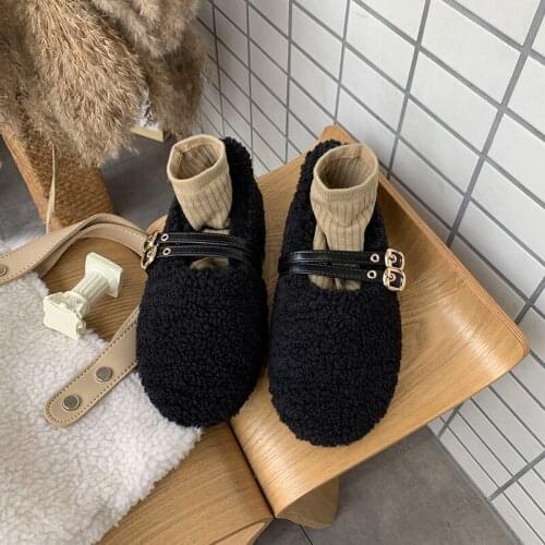 Autumn Winter Female version plus velvet Buckle fur shoes New fashion womens comfortable light soft shoes Peas shoes U12-98