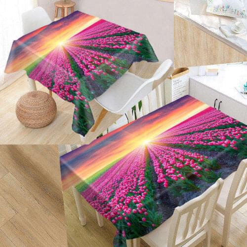Custom Tulips Tablecloth Waterproof Oxford Fabric Square/Rectangular Tablecloth For Wedding Table Cloth Cover TV Covers