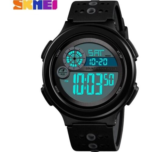 SKMEI 1374 Mens Watches LED Digital Watch Men Black Wrist Watch Alarm 50m Waterproof Men Sport Watches Relogio Masculino 2018