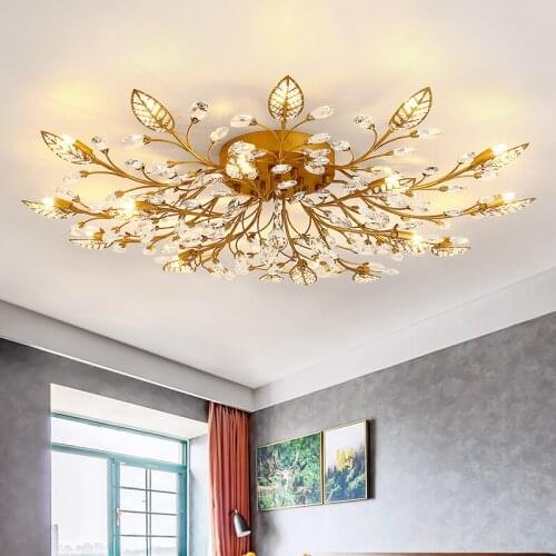 Modern LED gold/black leaf ceiling chandelier Remote control brightness indoor lighting living room decoration night lighting