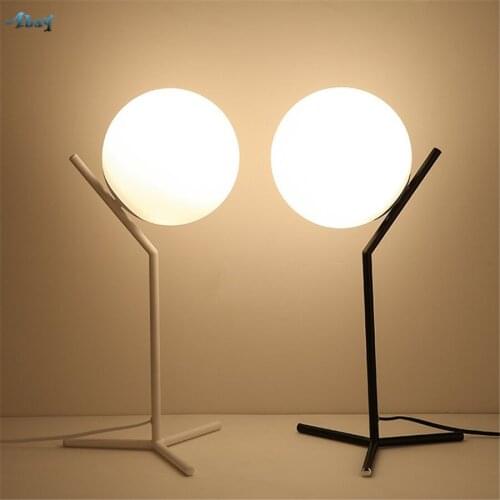 Nordic Glass Table Lamps Minimalist Space Saving Desk Lamp for Bedroom Den Desk Office Dresser Decoration Desk Reading Light