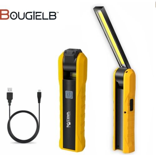 LED Work Light USB Rechargeable Flashlight With Magnet Hook Portable COB Lamp Car Inspection Rotatable Emergency Torch