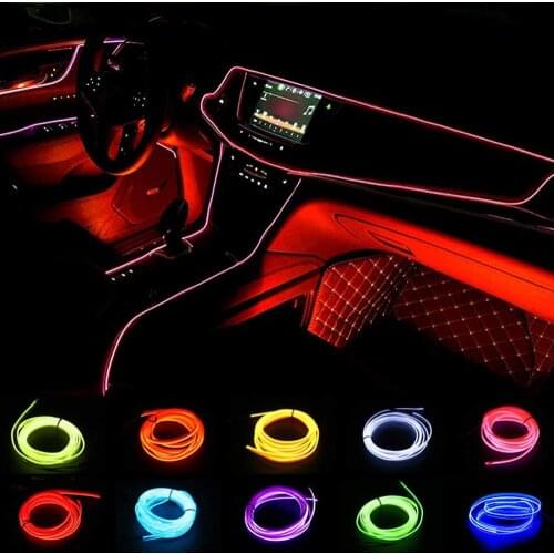 EL Wire Car Interior Atmosphere Ambient Light Tube LED Strip Flexible Neon Lamp Glow String Light For Car Decoration Car Styling