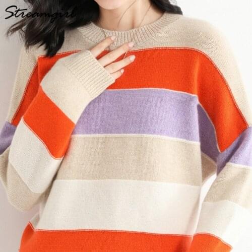 Gray Oversized Striped Sweater Oversize Autumn Women Loose Pullovers Warm Winter Womens Oversize Grunge Sweaters Women Jumper