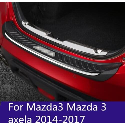 Stainless Steel Exterior Rear Boot Trunk Fender Plate Trim Car accessories Hatchback Sedan For Mazda3 Mazda 3 axela 2014-2018