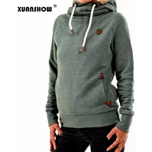 XUANSHOW 2019 Winter Hoodies for Women Cotton Long Sleeve Pocket Thick Keep Warm Fashion Pullovers Ladies Coat Outwear