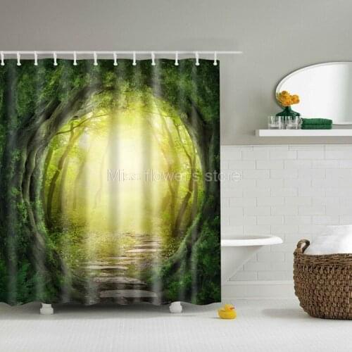 Dream Tree Hole Stone Design Custom Shower Curtain Bathroom Waterproof Mildewproof Polyester Fabric With 12 Hooks