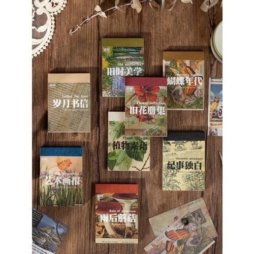 30Pcs Time Letters Plants Material Paper Junk Journal Planner Craft Paper Scrapbooking Vintage Decorative DIY Craft Photo Albums