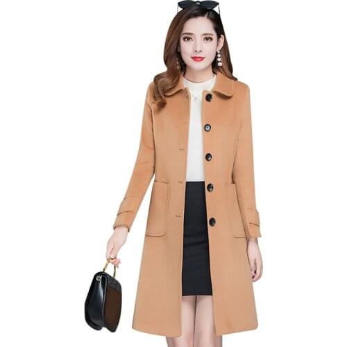 Winter Woolen coat women mid-length new style Big Size 5xl Variety of colors Single-breasted fashion woolen coat Lady outwear