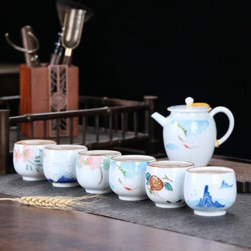 1pcs/6pcs China Ceramic Tea Cup White Porcelain Coffee Cups Pottery Personal Single Drinkware Wine Mug Teacup Wholesale