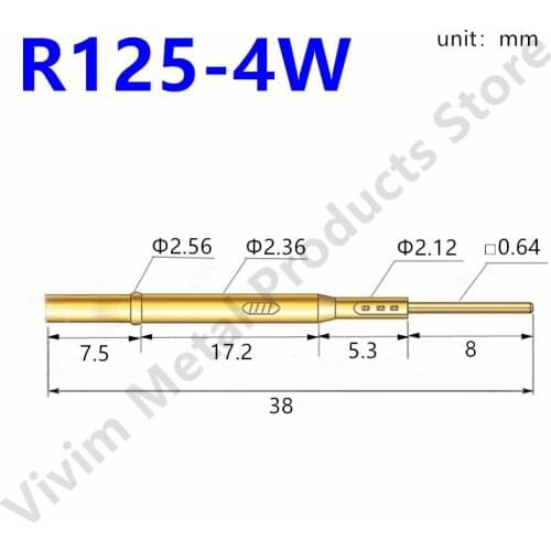 100pcs/bag R125-4W Test Pin Test Needle Sleeve Probe Sleeve Length 38.3mm Needle Seat Spring Detection Metal Test Needle