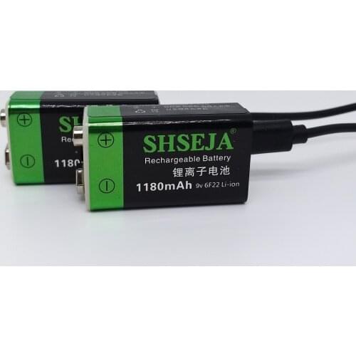 1180MAH 9v usb rechargeable battery lithium 6f22 9V li-ion batteries for multimeter Smoke alarm metal detector etc batteries
