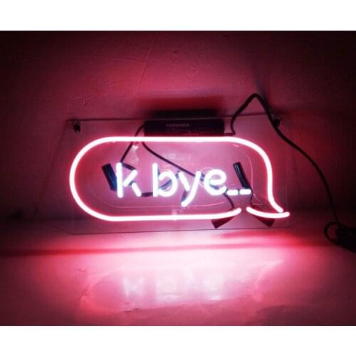 14“x7" K Bye Acrylic Custom Neon Light Lamp Sign Beer Bar Handmade Real Glass Decorate Home Wall Room Gift Windows Tube Artwork